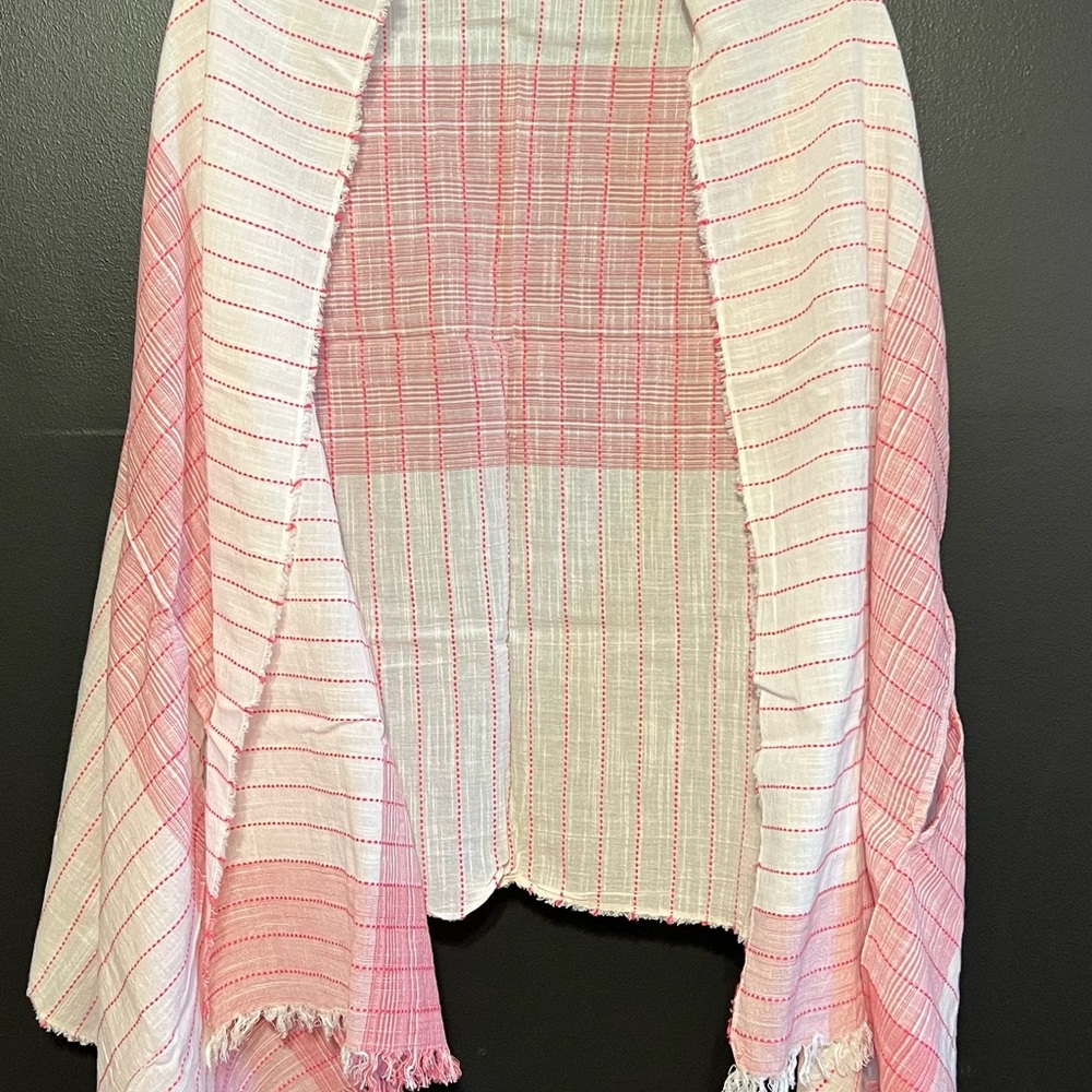 J. Crew Striped Pink and White Shawl